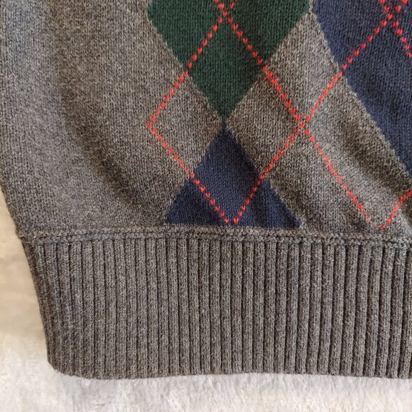 Tommy Hilfiger sweater mens size XL Chest 46 1/4 zip argyle cotton hipster Dad - Picture 11 of 16